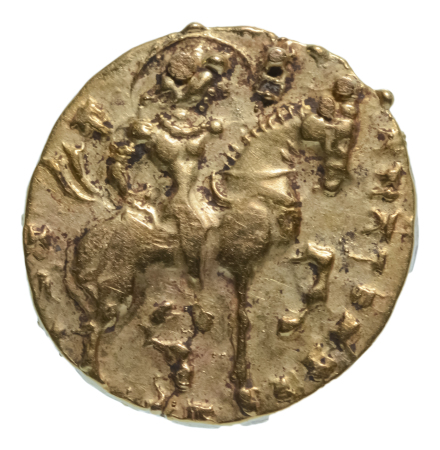 Gupta Empire, Kumaragupta I, c. 415-455, AV dinar, 8.17 g. Horseman
