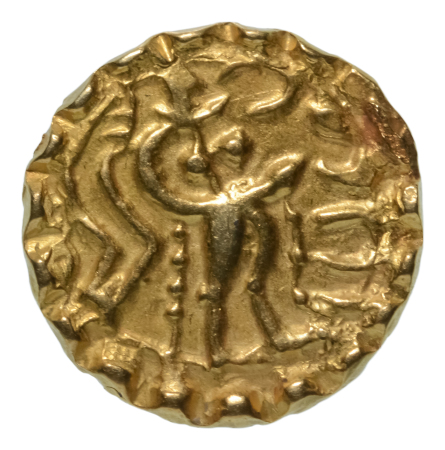 Post Gupta, Bengal, Samatata region, Khadga dynasty, Sri dharanarata (possibly), c. 675-700, AV dinar, 5.53 g.