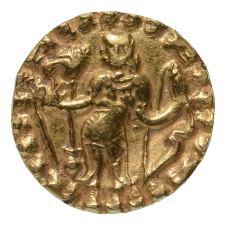 Post Gupta, Bengal, Samatata region, anonymous issue, c. 675-700, AV dinar, 5.61 g.
