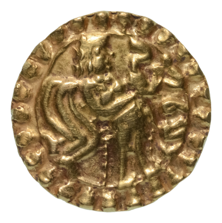 Post Gupta, Bengal, Samatata region, anonymous issue, c. 675-700, AV dinar, 5.61 g.