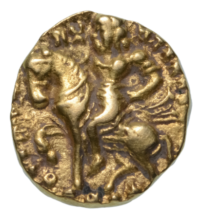 Gupta Empire, Chandragupta II, c. 380-413, AV dinar, 7.89 g. Horseman