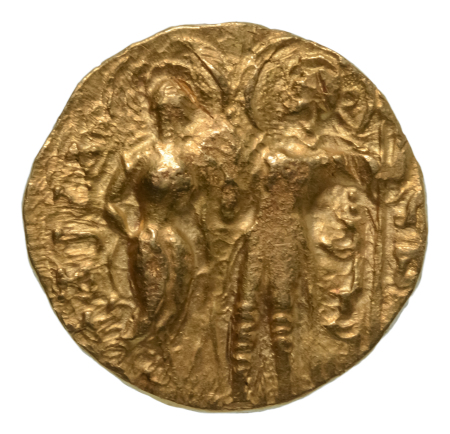 Gupta Empire, Chandragupta I, c. 319-335, AV dinar, 7.12 g. King and Queen