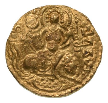 Gupta Empire, Chandragupta I, c. 319-335, AV dinar, 7.12 g. King and Queen
