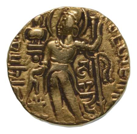 Gupta Empire, Samudragupta, c. 335-375, AV dinar, 7.90 g. Javelin