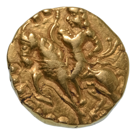 Gupta Empire, Chandragupta II, c. 380-413, AV dinar, 7.79 g. Horseman