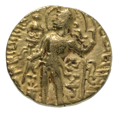Gupta Empire, Samudragupta, c. 335-375, AV dinar, 7.14 g. Javelin