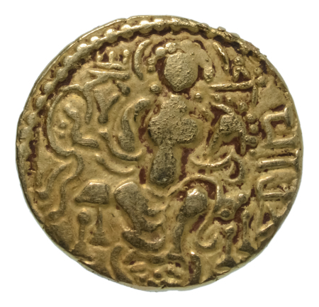 Gupta Empire, Samudragupta, c. 335-375, AV dinar, 7.14 g. Javelin