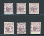 Stamp of Mauritius » 1900-05 Arms Issue (SG 138-155) 1900-05 Arms 3c group of 6 imperforate colour trials