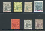Stamp of Mauritius » 1900-05 Arms Issue (SG 138-155) 1900-05 Arms 1c group of 7 imperforate colour trials on different paper and different head/duty plate combinations