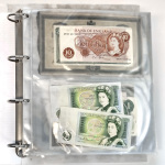 1849-1970s, Collection of banknotes and coins in two albums.