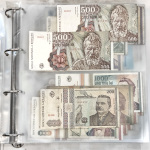 1849-1970s, Collection of banknotes and coins in two albums.