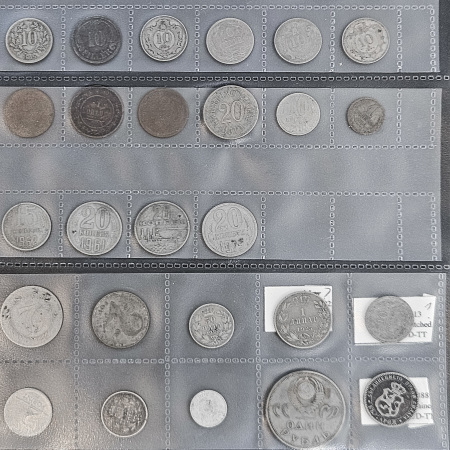 1849-1970s, Collection of banknotes and coins in two albums.