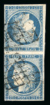 Stamp of France » Type Cérès de 1849-1850 1849, Cérès 25cts bleu Y&T n° 4c tête-bêche vertical