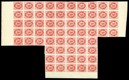 Stamp of Switzerland / Schweiz » Hotelpost 1864, Rigi-Kaltbad 15 Rp. ziegelrot, ungezähnt, im Bogenteil von 63 Marken