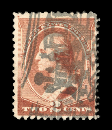 Stamp of United States » 1879-93 Bank Notes Issue -American Bank Note 1883 2c red-brown, two examples each with beautiful clear strikes of South Hanson (Mass.) Locomotive cancel