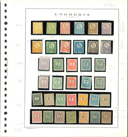 Stamp of Hungary 1871-1974 mint collection with plenty of imperforate issues, on pre-printed pages in 3 volumes + 1 volume with souvenir and minisheets