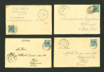 Stamp of Liechtenstein 1902-04 group of 4 handpainted postcards from Schaan to Tirol, all from the same correspondence