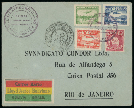 Stamp of Aerophilately » Airmails 1930s-1950s collection of 95 airmail covers on pages in 2 albums