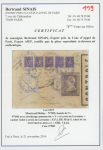 Stamp of France » Libération MONTREUIL-BELLAY (Maine-et-Loire) : lettre (recommandée) exceptionnelle avec une bande de 5 exemplaires du 60c Pétain violet + n°606 surchargé à la plume "VENDU" et croix de Lorraine