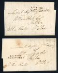 Stamp of Ireland » Postal History (Arranged alphabetically by County) Clare - Kilrush: 1834 Two entires both sent from Limerick to Kilkee, franked free at lower left and signed by William Roche, both showing black 2-line KILRUSH/PENNY POST in seriffed capitals, fine and very rare strike of