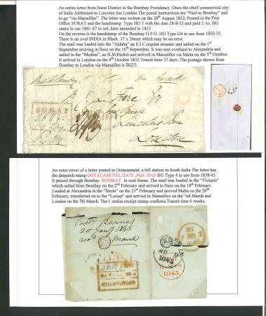 Stamp of India » Postal History Pre-stamp Mail 1830-50s framed date stamps