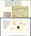 Stamp of India » Postal History Maritime Mail  1820-30s group India Letter handstamps applied in England