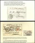 Stamp of India » Postal History Maritime Mail  1820-30s group India Letter handstamps applied in England