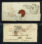 Stamp of India » Postal History Maritime Mail  1820-30s group India Letter handstamps applied in England