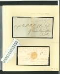 Stamp of Ireland » Postal History (Arranged alphabetically by County) Monaghan - Clones: 1805-1838 Attractive group of ten covers or part covers mounted on 7 album pages, showing an array of postal markings including early linear large type CLONES in black (2), CLONES/68 mileage mkg in bla