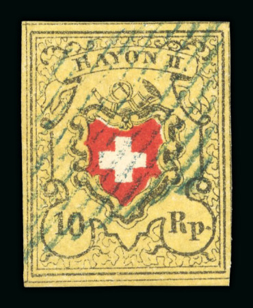 Stamp of Switzerland / Schweiz » Rayonmarken » Rayon II, gelb, ohne Kreuzeinfassung (STEIN D) 1850, Rayon II, Type 35 des Steins D-RO, allseits breite Ränder