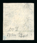 Stamp of Switzerland / Schweiz » Sitzende Helvetia Ungezähnt » Münchner Druck, 2. Auflage 1854, 10 Rp. blau, 2. Müchner Druckperiode