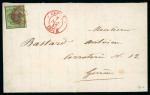 Stamp of Switzerland / Schweiz » Kantonalmarken » Genf 1847, grosser Adler gelbgrün, auf Drucksache