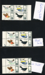 Stamp of Great Britain » Queen Elizabeth II 1966 British Birds 4d group of colour shifts on five mint n.h. se-tennant blocks of four