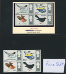 Stamp of Great Britain » Queen Elizabeth II 1966 British Birds 4d group of colour shifts on five mint n.h. se-tennant blocks of four
