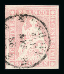 Stamp of Switzerland / Schweiz » Sitzende Helvetia Ungezähnt » 1856-57 Berner Druck (III) 1858, 15 Rp. rot, 3. Berner Druckperiode