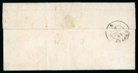 1849, grosser Adler dunkelgrün, auf Faltbrief von Genf in die Enklave Céligny