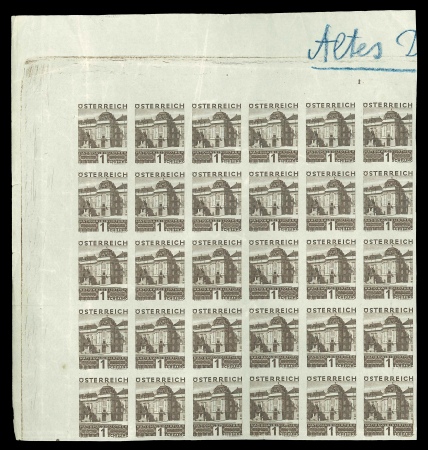 Stamp of Austria » 1st. Republic 1929 Austria Österreich 1S Nationalbibliothek in ungez.30er Bogenteil m. Plattennr.1