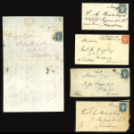 Stamp of India » Postal History 1854-55 group of 10 covers to a soldier in the 71st Regiment N.I., six of which are complete with their letter