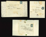 Stamp of India » Postal History 1854-55 group of 10 covers to a soldier in the 71st Regiment N.I., six of which are complete with their letter