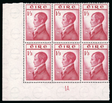Stamp of Ireland » 1950-Date Commemoratives 1952–1970 – Comprehensive Commemorative Plate Blocks Collection. A remarkable and meticulously assembled collection of mint never-hinged commemorative plate blocks, in blocks of four, six, and eight. Highlights include t