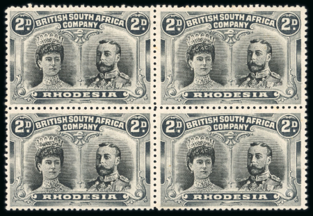 Stamp of Rhodesia 1910-13 2d black and slate-black perforation 14 in mint block of four