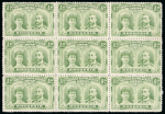 Stamp of Rhodesia 1910-13 1/2d pale green perforation 14 pl. II in mint block of nine