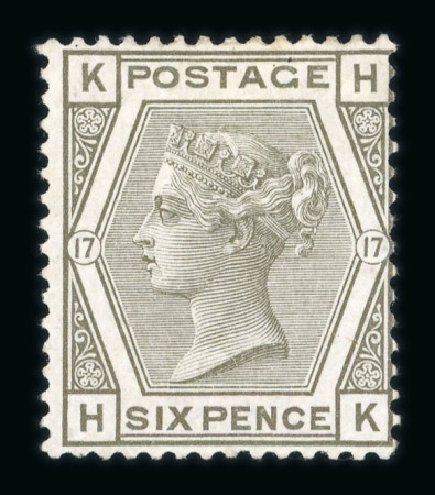 Stamp of Great Britain » 1855-1900 Surface Printed » 1873-80 Large Coloured Corner Letters 1873-80 6d. grey, pl. 17, HK, watermark inverted, fine