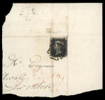 Stamp of Great Britain » 1840 1d Black and 1d Red plates 1a to 11 1840 1d black pl. 1b JJ with faint strike of red MC and black MC