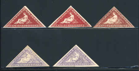 Stamp of South Africa » Cape of Good Hope 1863-64 D.L.R. group of three different 1d shades unused