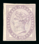Stamp of Great Britain » 1855-1900 Surface Printed » 1880-81 Provisional Issue and 1881 1d Lilac 1881 1d. lilac, die II, 16 dots, imperf. imprimatur,