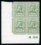 Stamp of Great Britain » King George V » 1924-36 Issues 1924-26 watermark block cypher 9d. olive-green, corner
