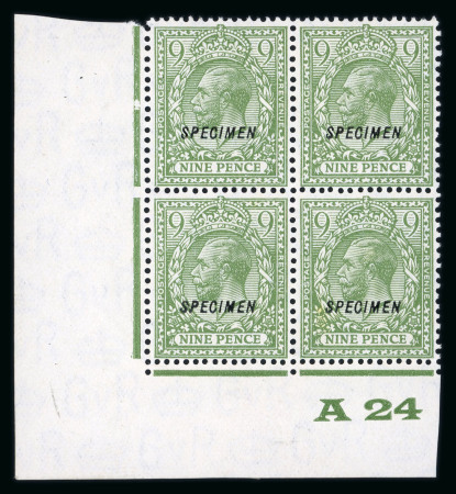 Stamp of Great Britain » King George V » 1924-36 Issues 1924-26 watermark block cypher 9d. olive-green, corner