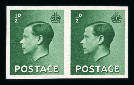 Stamp of Great Britain » King Edward VIII 1936 ½d. green, imprimatur pair, “N/P/IMPRIMATUR” handstamp