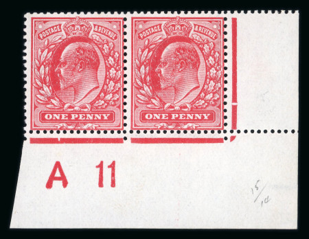 Stamp of Great Britain » King Edward VII » 1911 Harrison & Sons Issues 1911 1d. deep carmine, fine mint corner A11 control